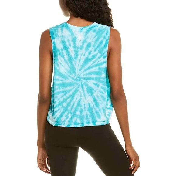 Free People Movement Love Tie Dye Cropped Tank in Turquoise Blue & White - Picture 8 of 10